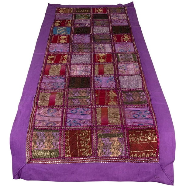 Purple Sequin Patchwork Tribe Azure 100% Cotton Table Runner Hand Embroidered Boho Bohemian Colorful Patchwork Indian Decoration Decor Tapestry Purple Sequin Patchwork Tribe Azure 100% Cotton Table Runner Hand Embroidered Boho Bohemian Colorful Patchwork Indian Decoration Decor Tapestry